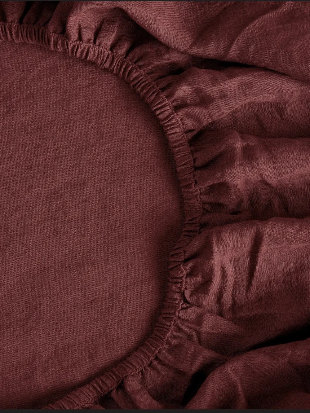Quince European Linen Fitted Sheet Set- cal king- burgundy